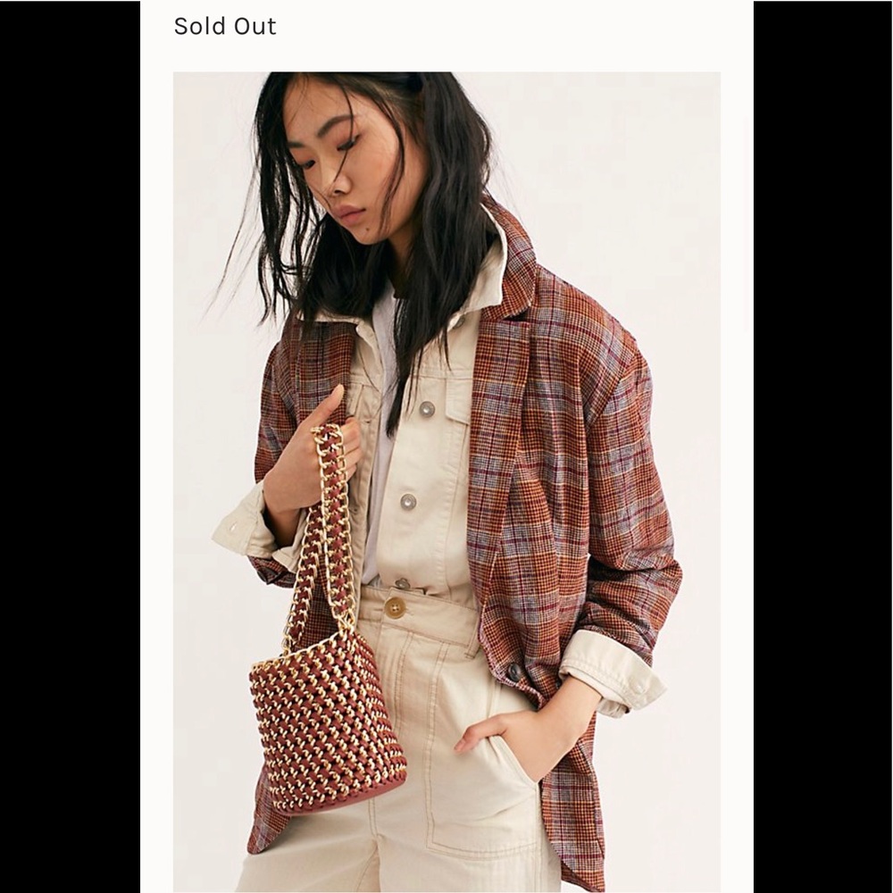 Free People | Linen Plaid Oversized Blazer